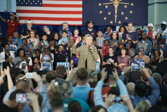 U.S. Democratic presidential candidate Hillary Clinton in Indiana