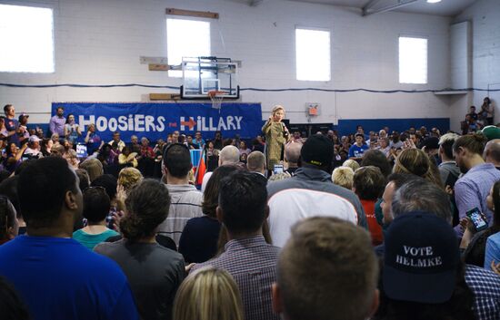 U.S. Democratic presidential candidate Hillary Clinton in Indiana