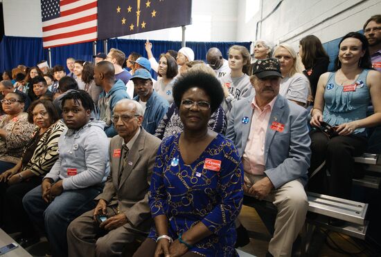 U.S. Democratic presidential candidate Hillary Clinton in Indiana