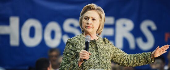 U.S. Democratic presidential candidate Hillary Clinton in Indiana