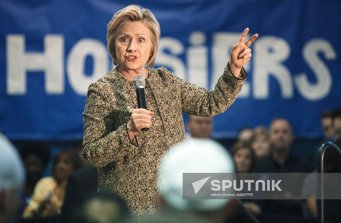 U.S. Democratic presidential candidate Hillary Clinton in Indiana