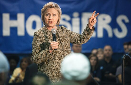 U.S. Democratic presidential candidate Hillary Clinton in Indiana