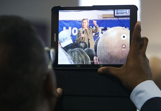 U.S. Democratic presidential candidate Hillary Clinton in Indiana