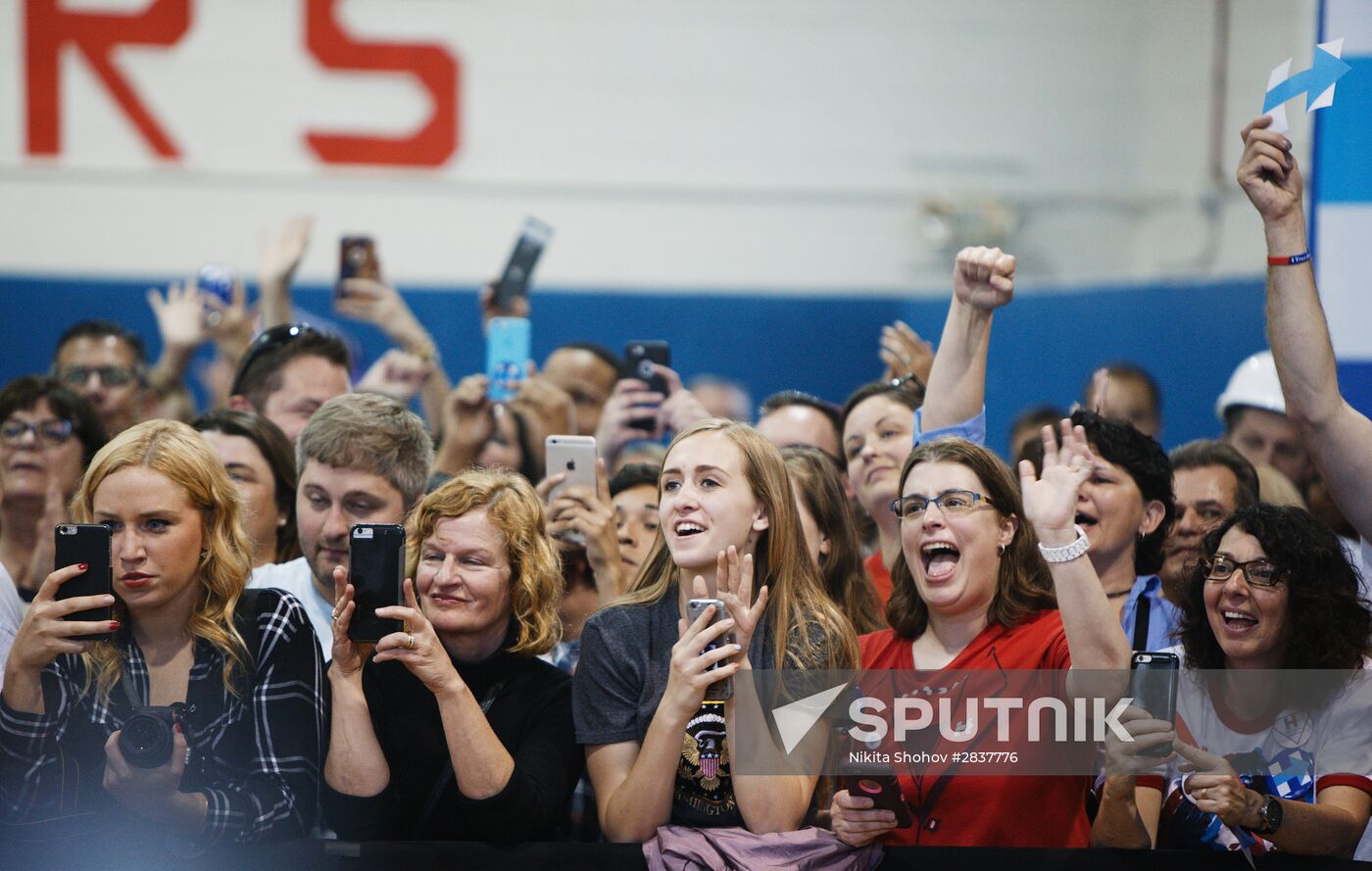 U.S. Democratic presidential candidate Hillary Clinton in Indiana