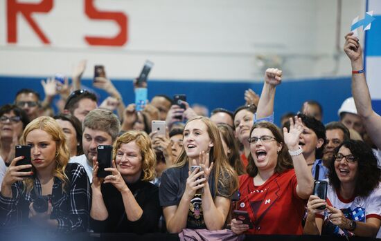 U.S. Democratic presidential candidate Hillary Clinton in Indiana