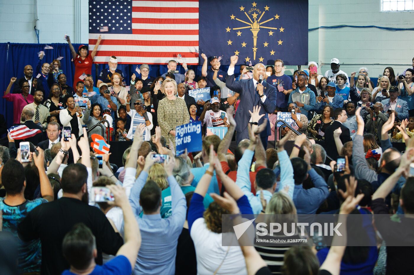 U.S. Democratic presidential candidate Hillary Clinton in Indiana