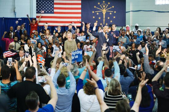 U.S. Democratic presidential candidate Hillary Clinton in Indiana