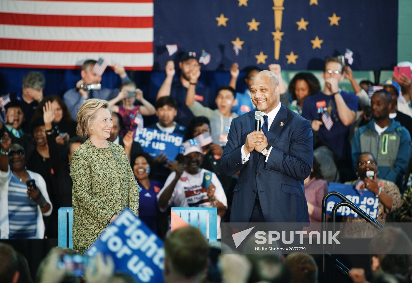 U.S. Democratic presidential candidate Hillary Clinton in Indiana
