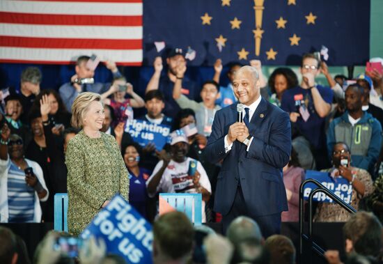 U.S. Democratic presidential candidate Hillary Clinton in Indiana