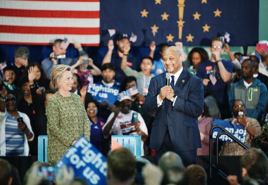 U.S. Democratic presidential candidate Hillary Clinton in Indiana