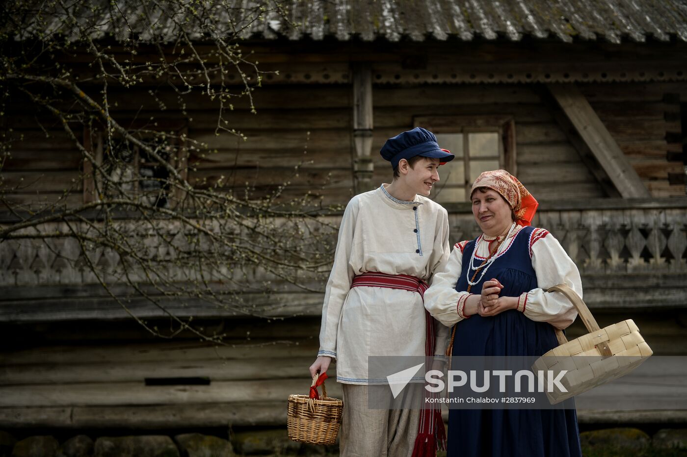 Celebrating Bright Week at Vitoslavlitsy museum of wooden architecture in Novgorod Region