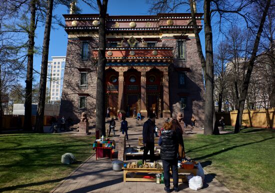 Buddhist appeasement ritual, Fire Puja, in St. Petersburg Buddhist temple