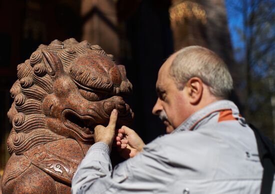 Buddhist appeasement ritual, Fire Puja, in St. Petersburg Buddhist temple
