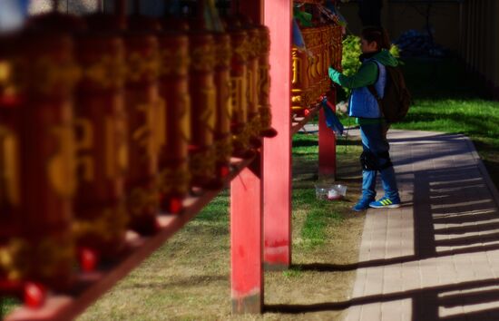 Buddhist appeasement ritual, Fire Puja, in St. Petersburg Buddhist temple