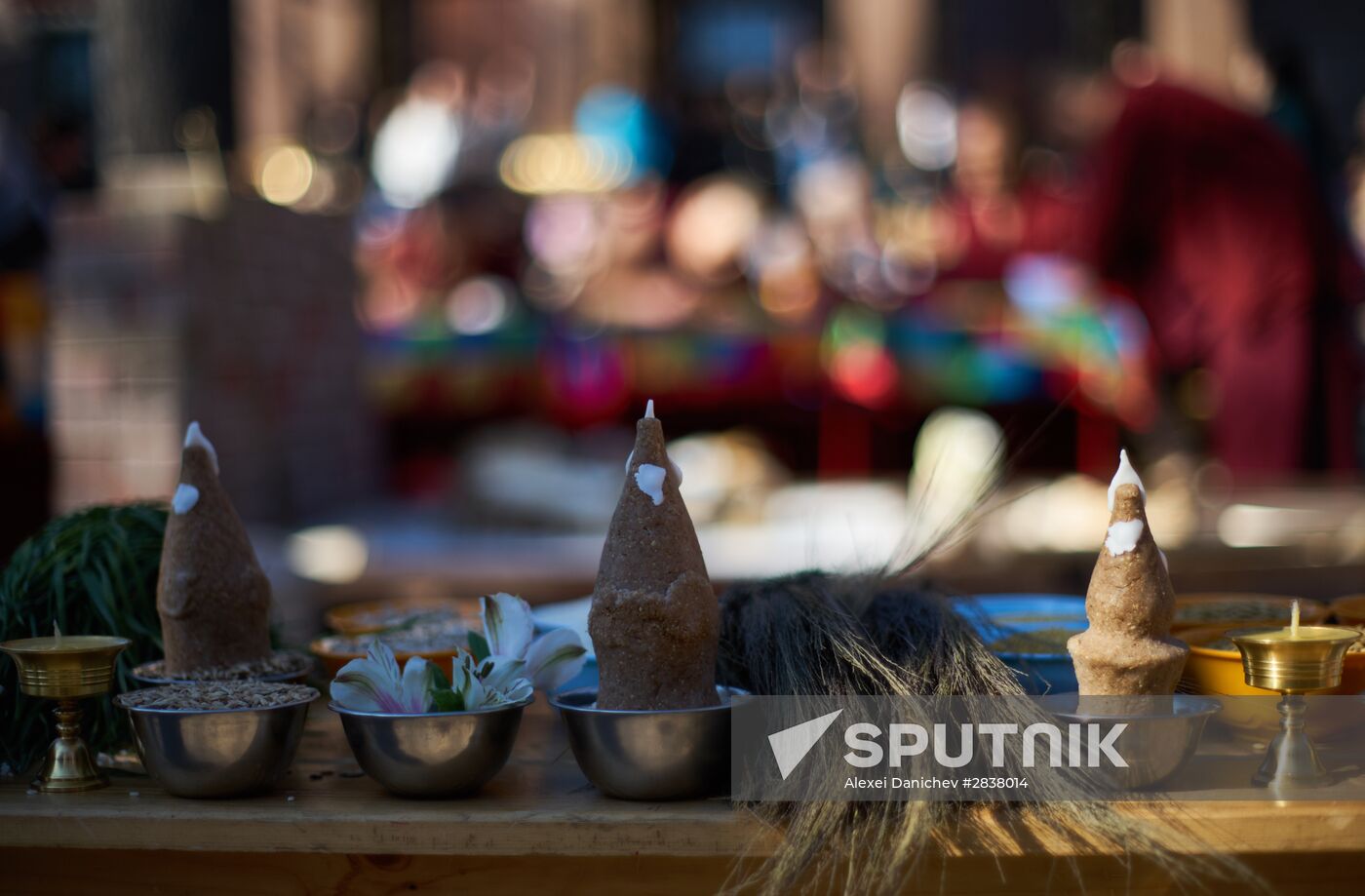 Buddhist appeasement ritual, Fire Puja, in St. Petersburg Buddhist temple