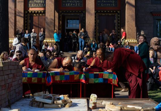 Buddhist appeasement ritual, Fire Puja, in St. Petersburg Buddhist temple