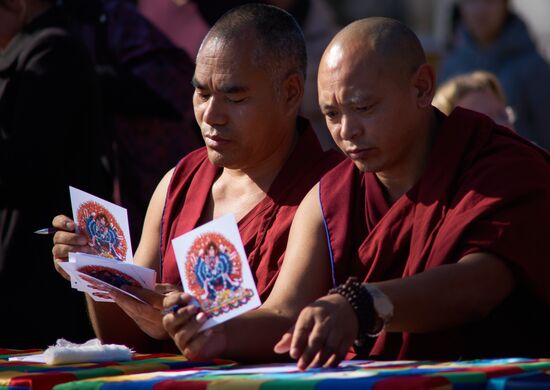 Buddhist appeasement ritual, Fire Puja, in St. Petersburg Buddhist temple