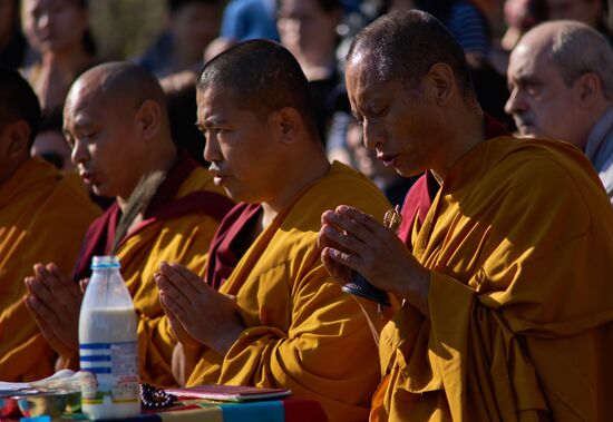 Buddhist appeasement ritual, Fire Puja, in St. Petersburg Buddhist temple