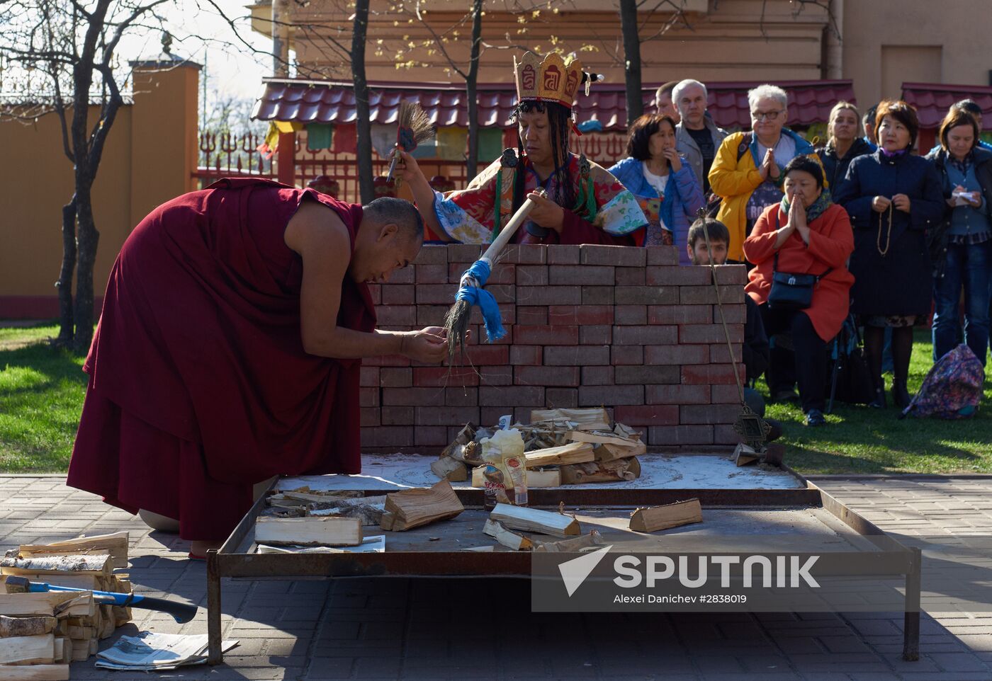Buddhist appeasement ritual, Fire Puja, in St. Petersburg Buddhist temple