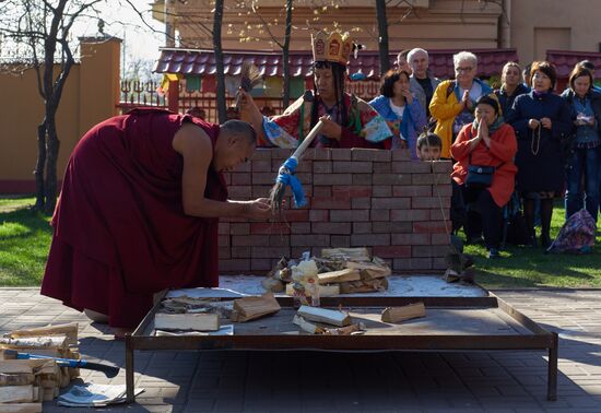 Buddhist appeasement ritual, Fire Puja, in St. Petersburg Buddhist temple