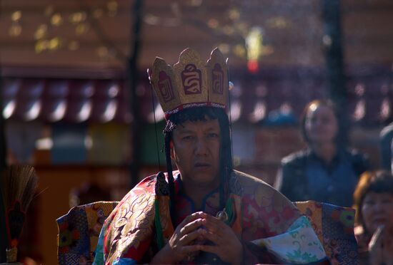 Buddhist appeasement ritual, Fire Puja, in St. Petersburg Buddhist temple