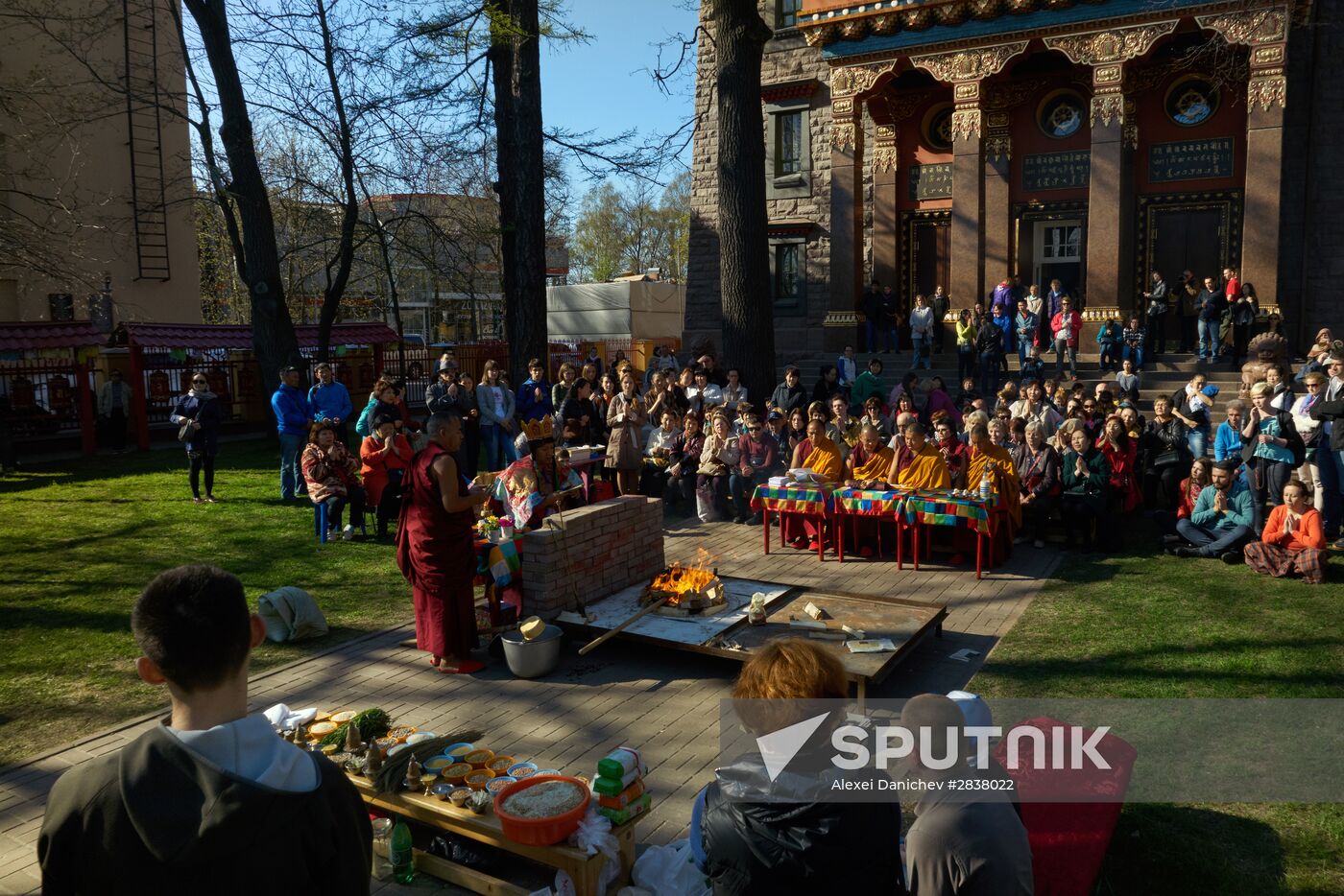 Buddhist appeasement ritual, Fire Puja, in St. Petersburg Buddhist temple