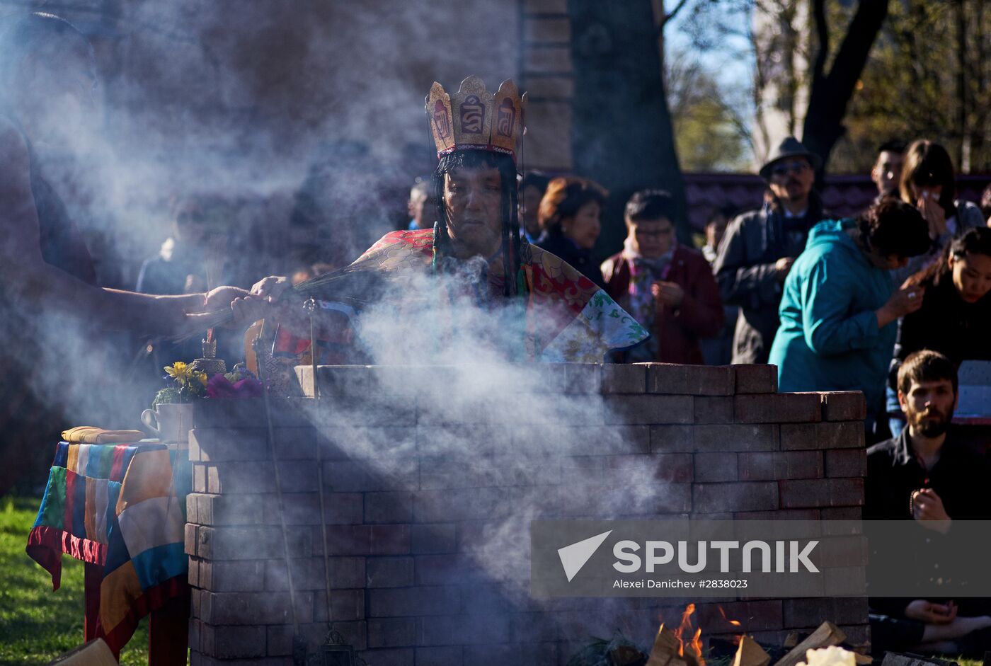 Buddhist appeasement ritual, Fire Puja, in St. Petersburg Buddhist temple