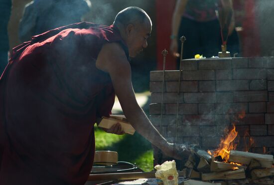 Buddhist appeasement ritual, Fire Puja, in St. Petersburg Buddhist temple