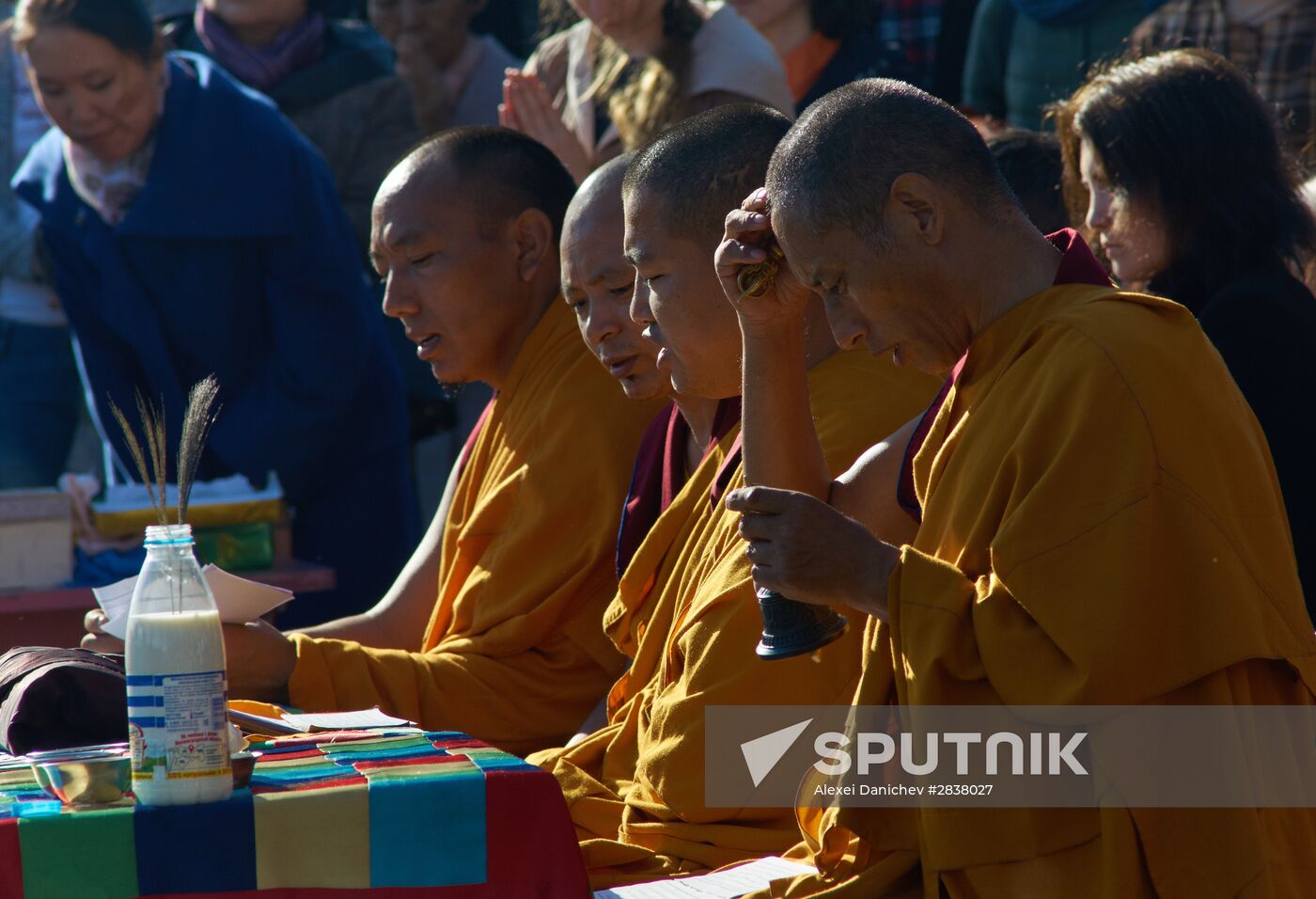 Buddhist appeasement ritual, Fire Puja, in St. Petersburg Buddhist temple