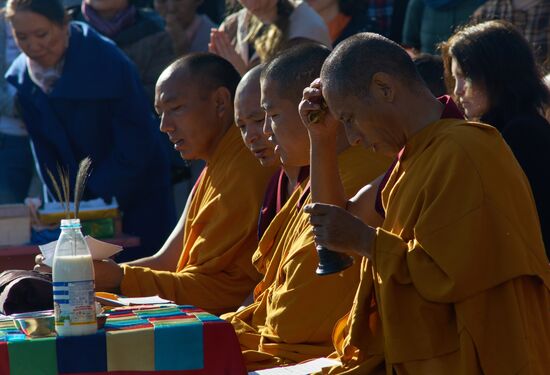 Buddhist appeasement ritual, Fire Puja, in St. Petersburg Buddhist temple