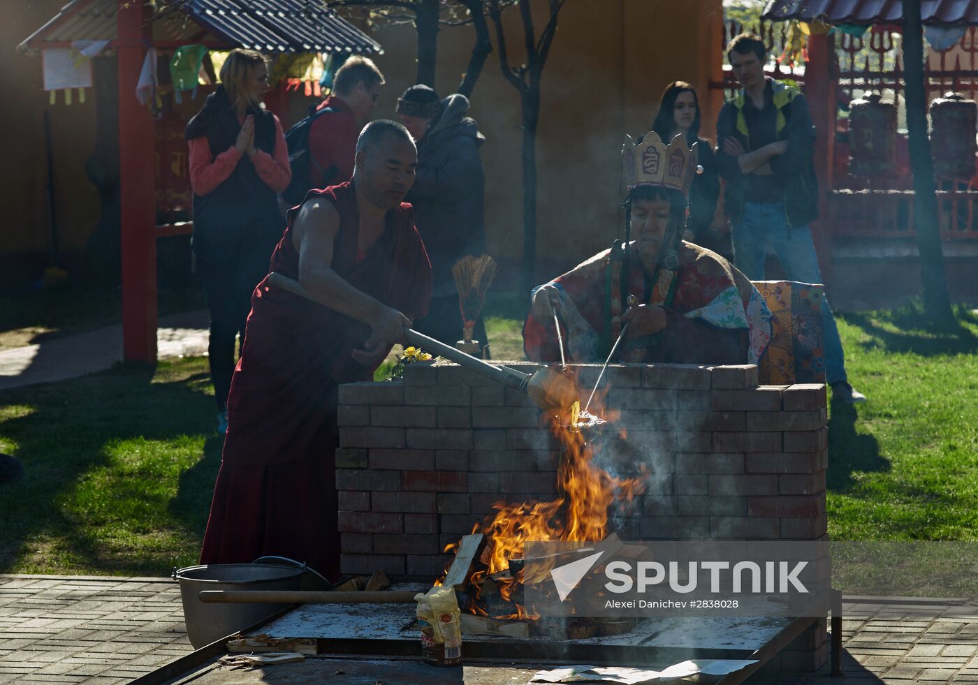Buddhist appeasement ritual, Fire Puja, in St. Petersburg Buddhist temple