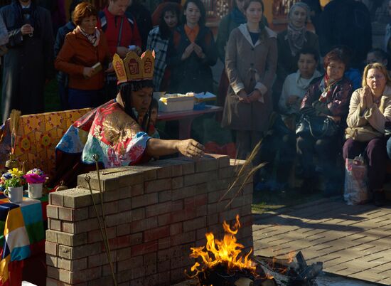 Buddhist appeasement ritual, Fire Puja, in St. Petersburg Buddhist temple