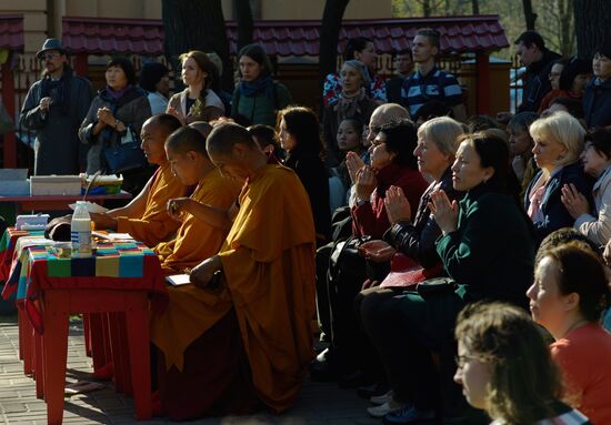 Buddhist appeasement ritual, Fire Puja, in St. Petersburg Buddhist temple