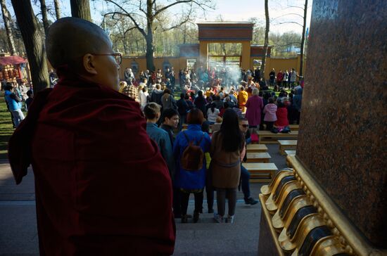 Buddhist appeasement ritual, Fire Puja, in St. Petersburg Buddhist temple