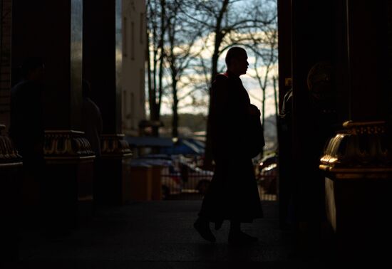 Buddhist appeasement ritual, Fire Puja, in St. Petersburg Buddhist temple