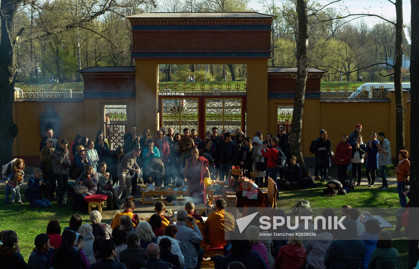 Buddhist appeasement ritual, Fire Puja, in St. Petersburg Buddhist temple
