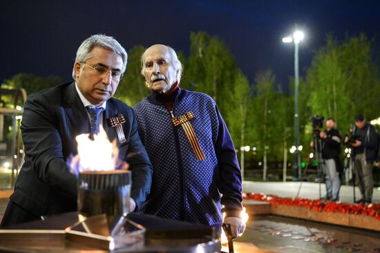 Eternal Flame memorial under maintenance in Alexander Garden