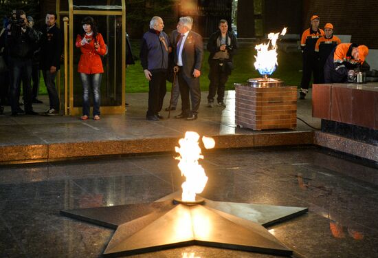 Eternal Flame memorial under maintenance in Alexander Garden