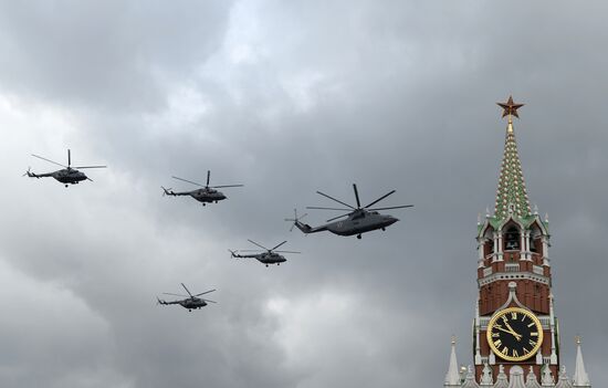 Russian military aircraft during Victory Day parade rehearsal