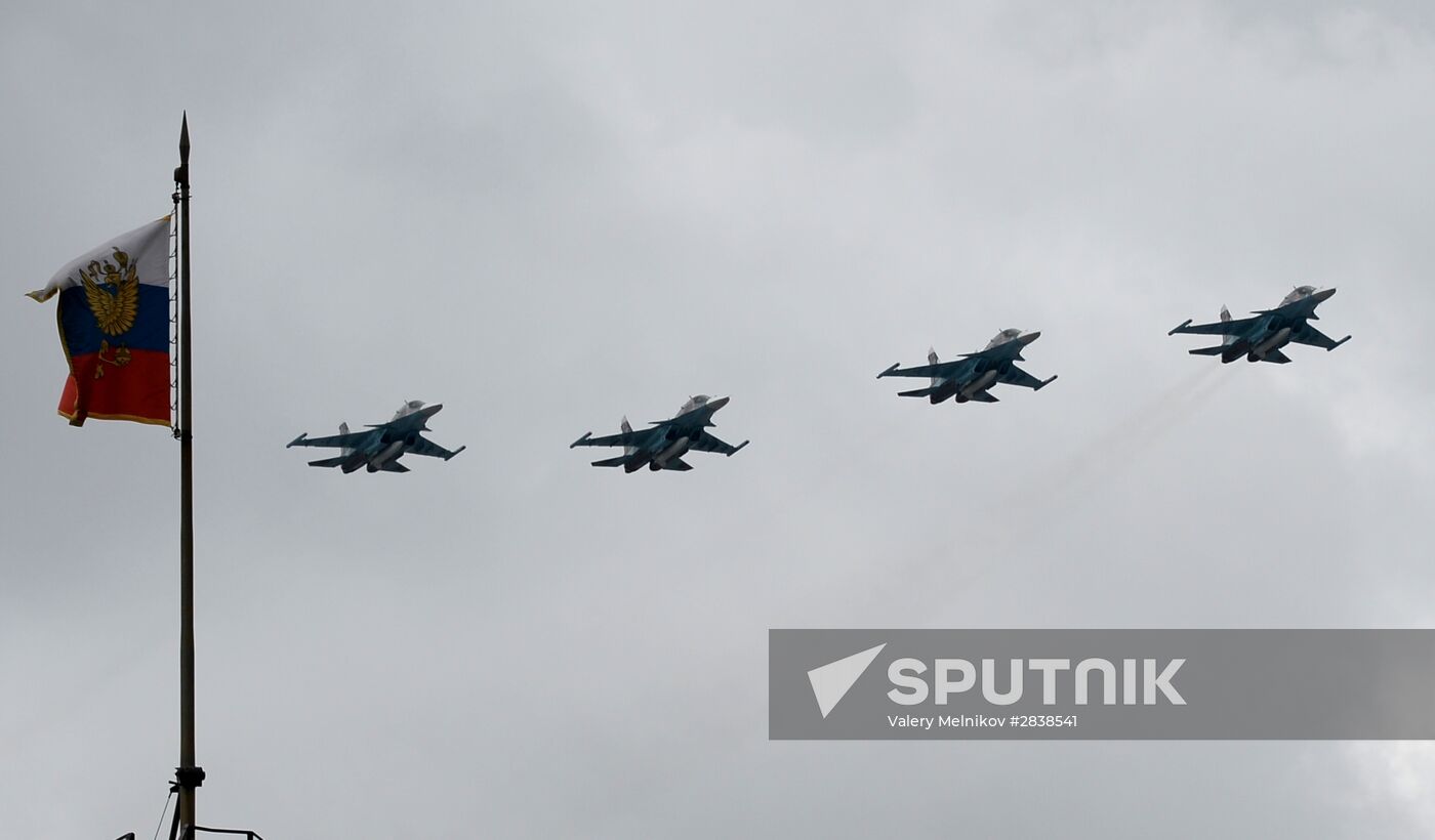 Russian military aircraft during Victory Day parade rehearsal