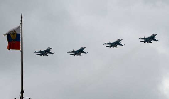Russian military aircraft during Victory Day parade rehearsal