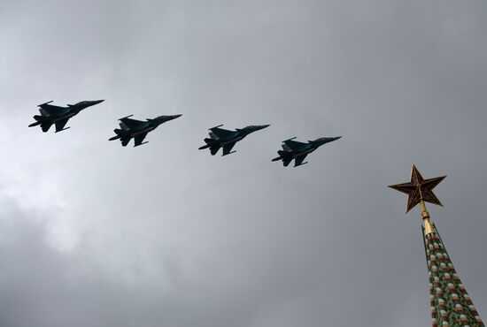 Russian military aircraft during Victory Day parade rehearsal
