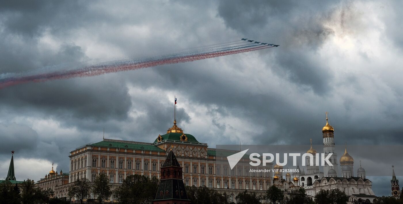 Russian military aircraft during Victory Day parade rehearsal