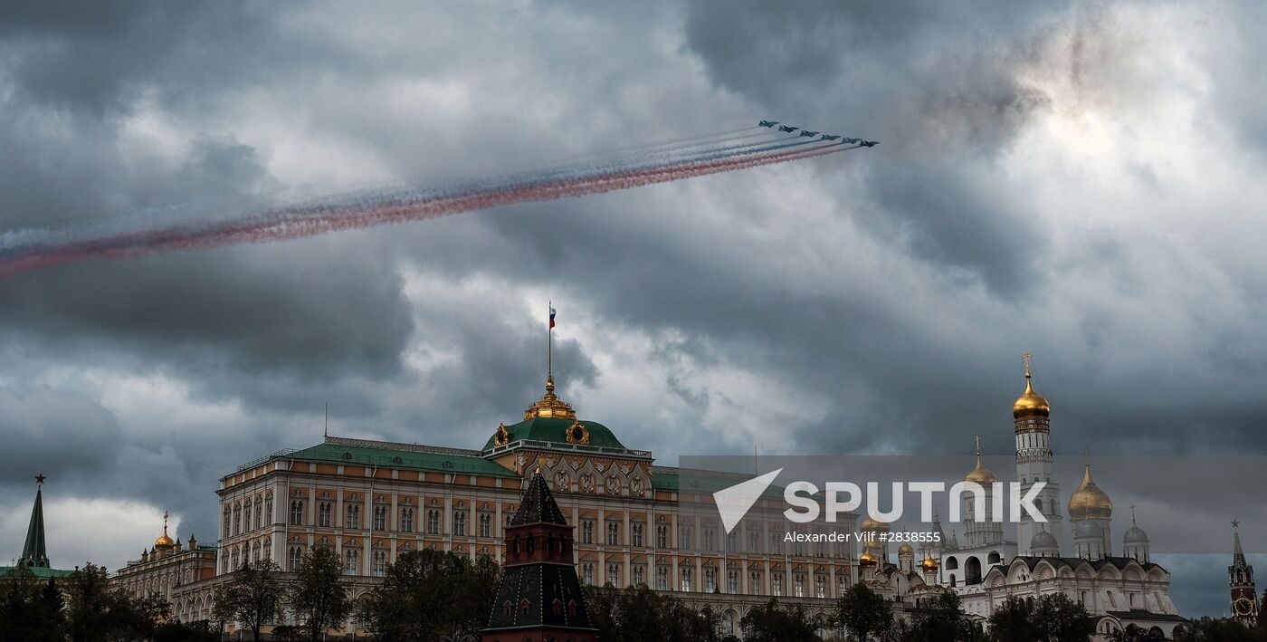 Russian military aircraft during Victory Day parade rehearsal