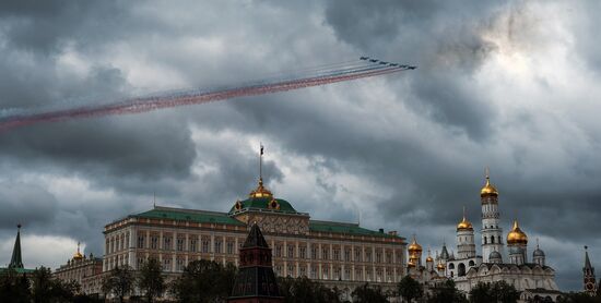 Russian military aircraft during Victory Day parade rehearsal