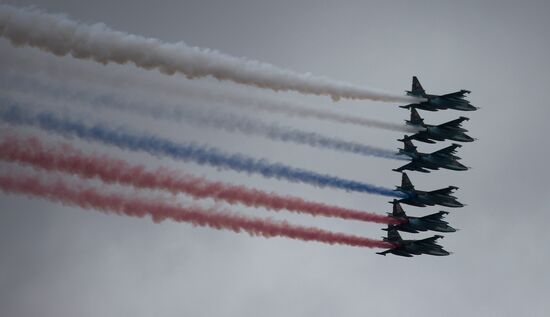 Russian military aircraft during Victory Day parade rehearsal