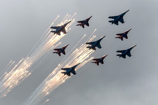 Russian military aircraft during Victory Day parade rehearsal