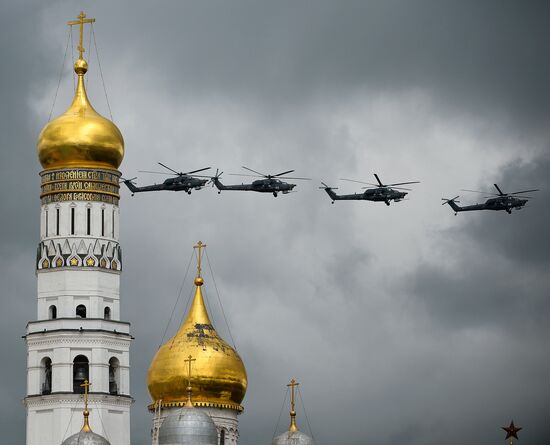 Russian military aircraft during Victory Day parade rehearsal