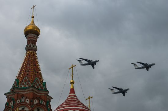Russian military aircraft during Victory Day parade rehearsal