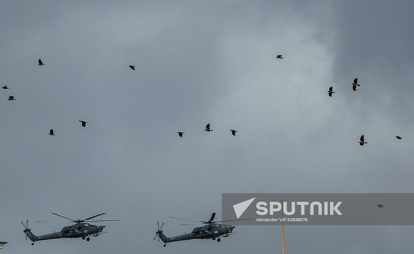 Russian military aircraft during Victory Day parade rehearsal